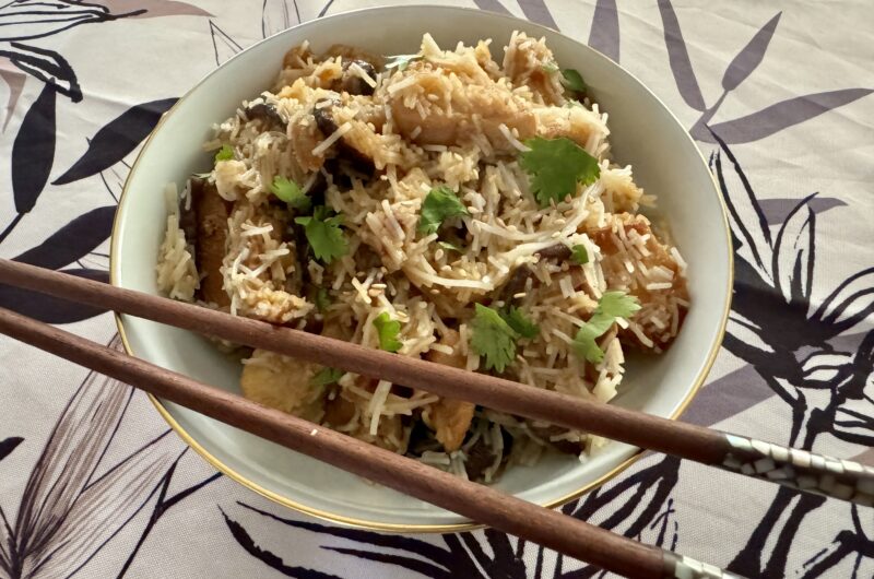 Nouilles chinoises au poulet et shiitakés