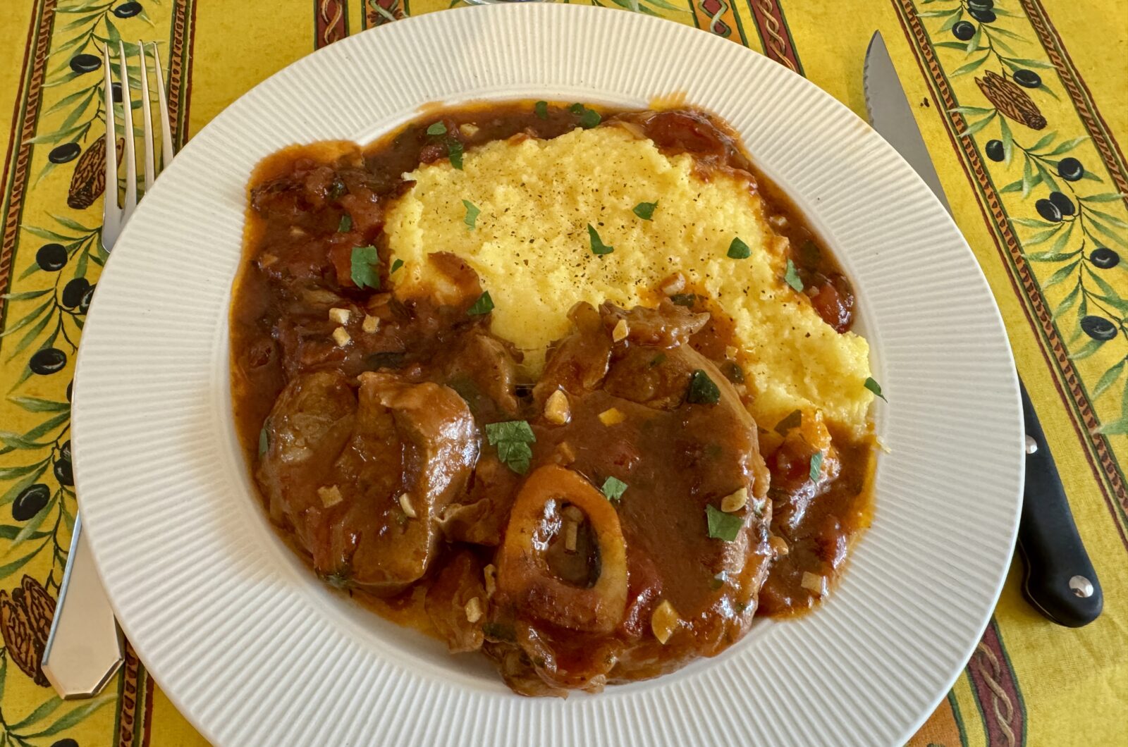 Osso buco à la milanaise et polenta