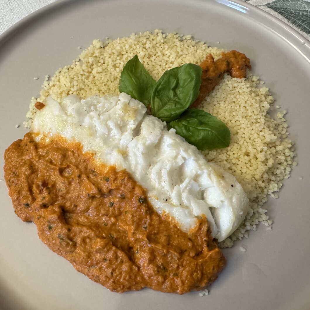 Julienne et semoule au pesto rosso